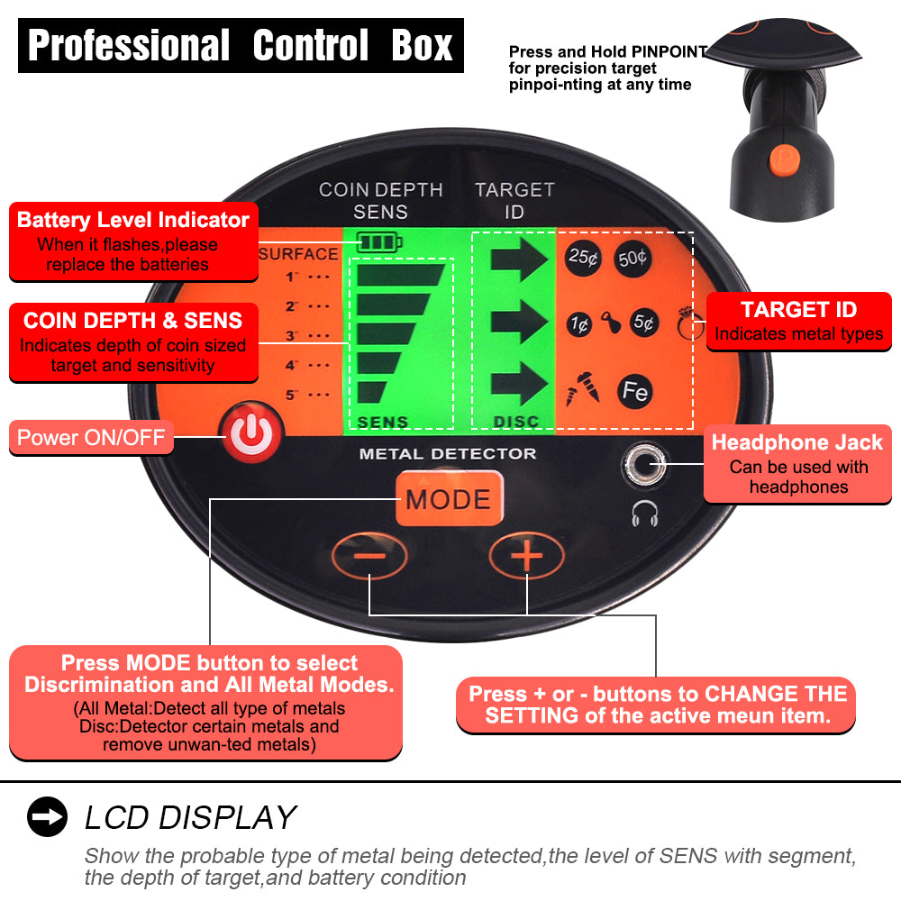 MD-3060 Underground Gold Metal Detector Long Range Deep Super Gold Metal Detector Search Finder Gold Detector Hunter
