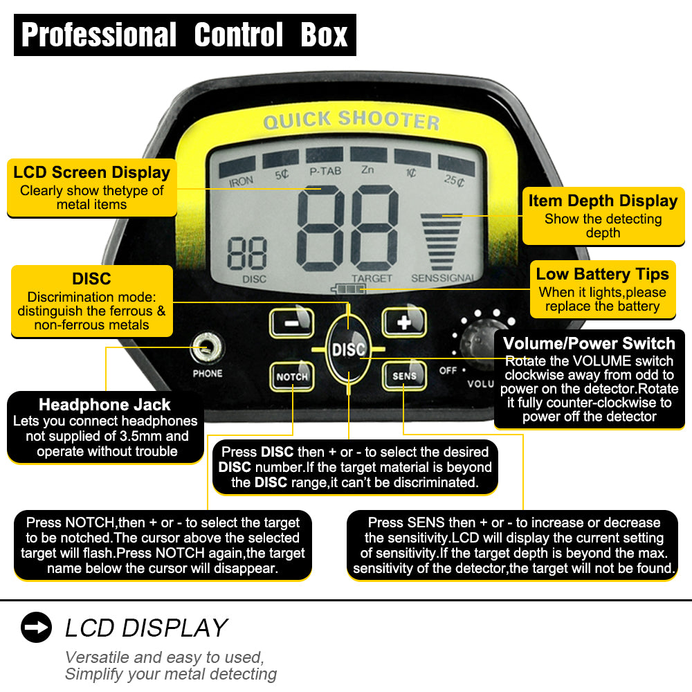 Portable Underground Metal Detector MD3030 Quick Shooter Gold Detector With Large LCD Screen Treasure Hunter