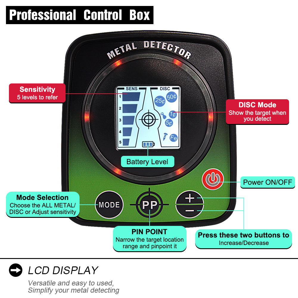 Underground Metal Detector MD-5031 Precise Positioning with Waterproof Search Coil And Discrimination Function LCD Display