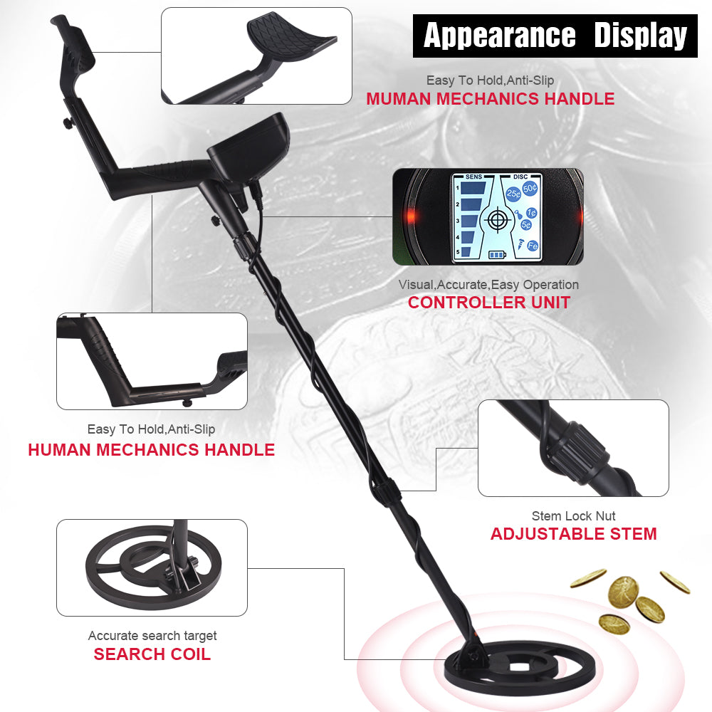 Underground Metal Detector MD-5031 Precise Positioning with Waterproof Search Coil And Discrimination Function LCD Display