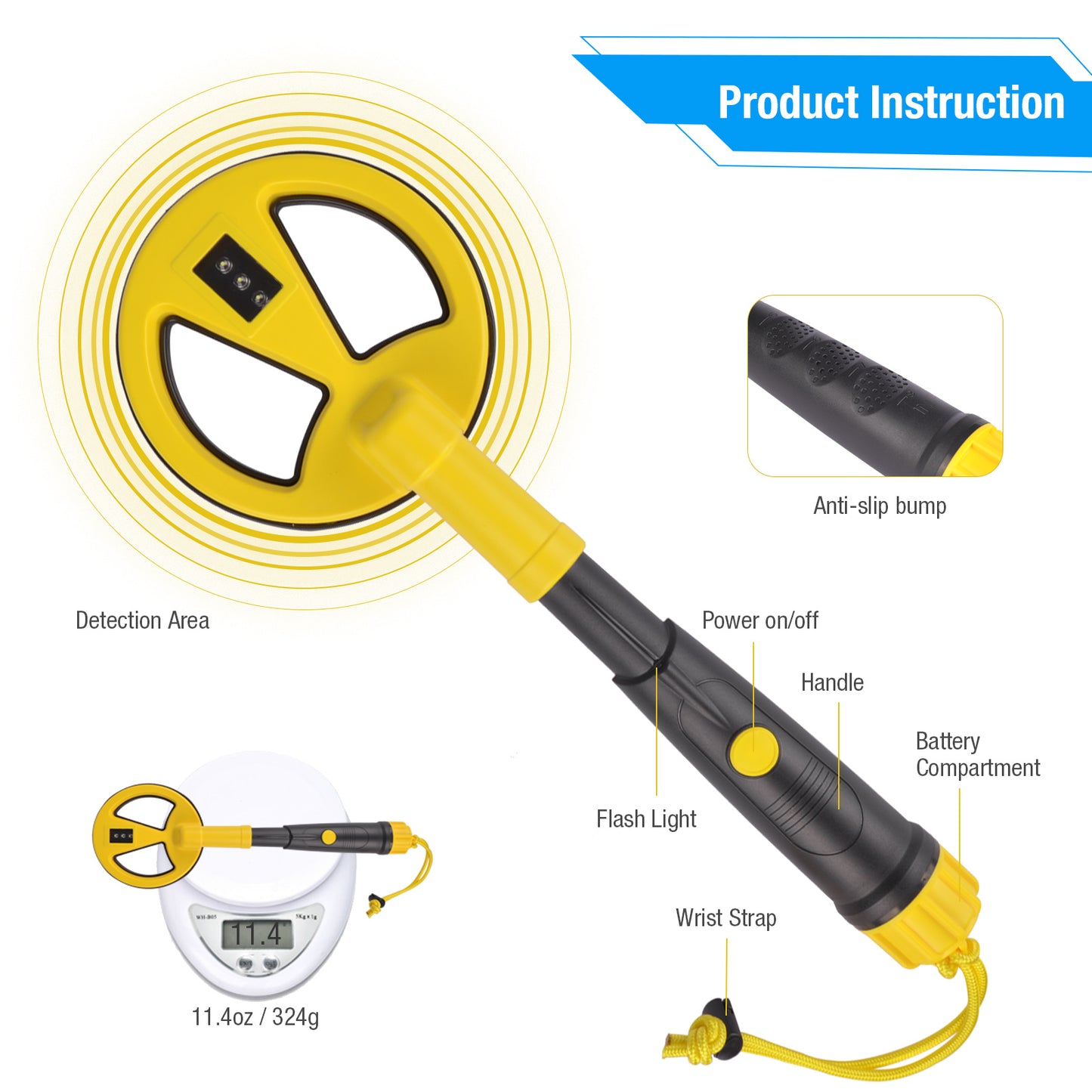 Underwater Metal Detector MD-780 Waterproof Diving Snorkeling Handheld Gold Detector Vibration and LED White Light