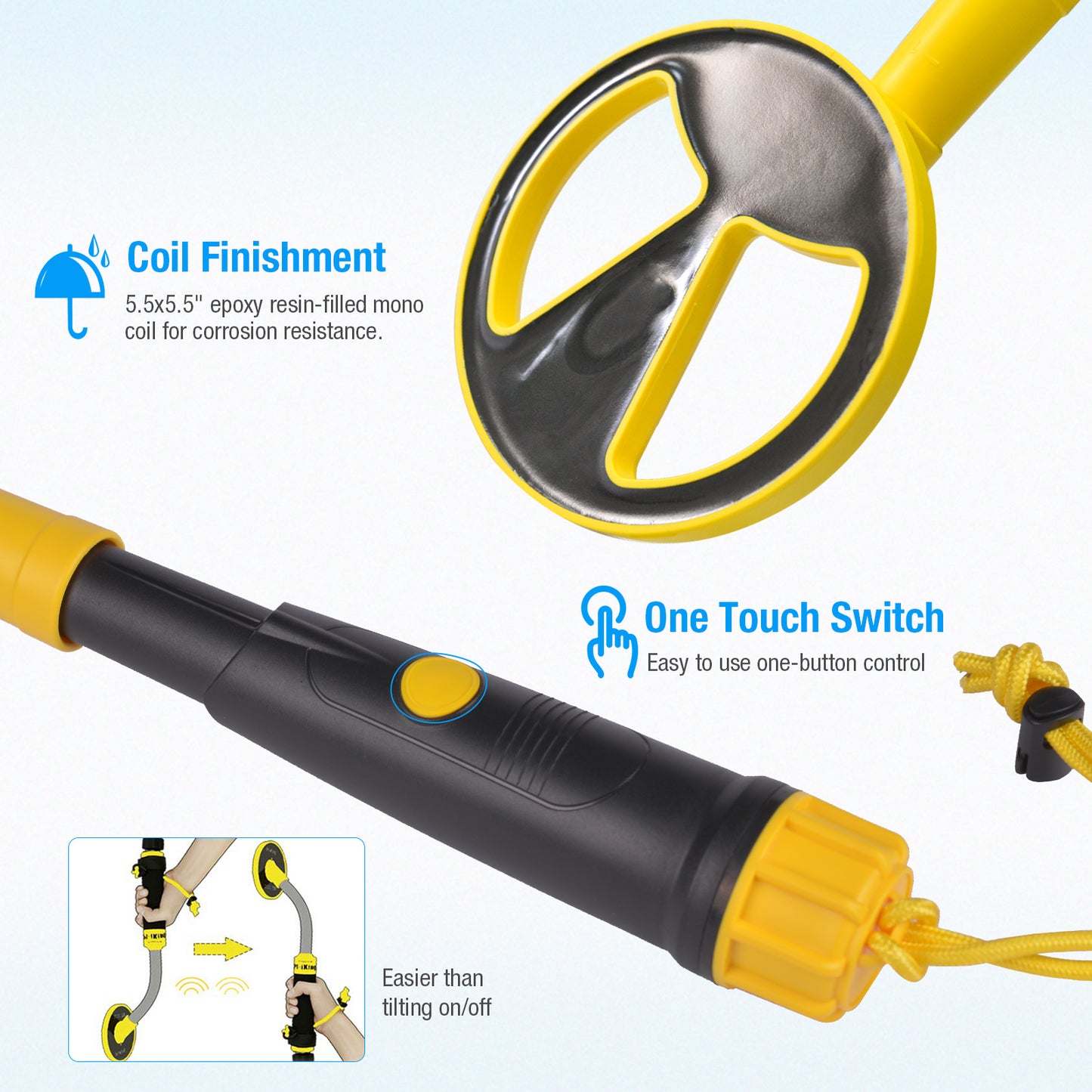 Underwater Metal Detector MD-780 Waterproof Diving Snorkeling Handheld Gold Detector Vibration and LED White Light