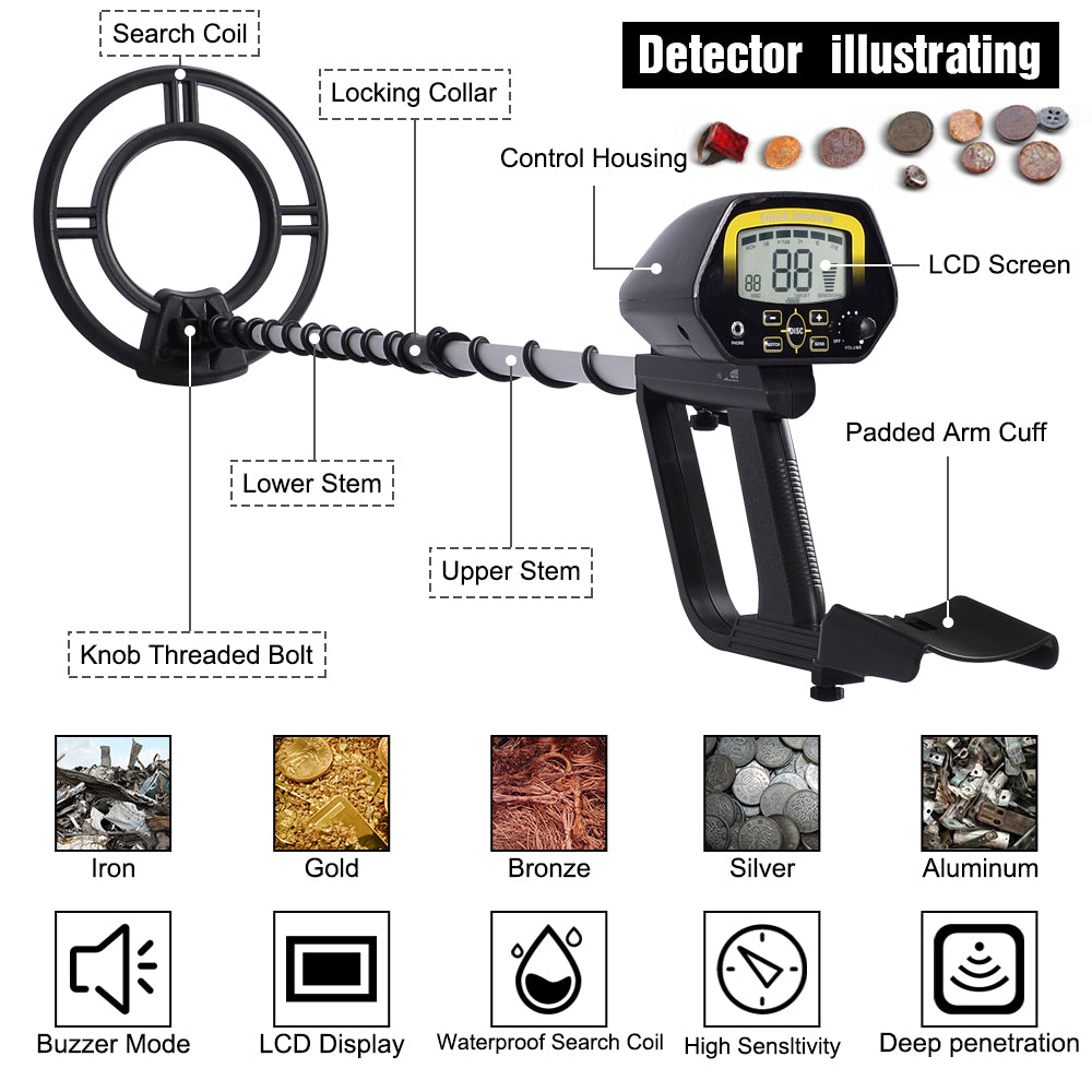 MD4060 Metal Detector High Pinpointer Gold Detectors Jewelry Treasure Hunter Performance Underground Detecting Equipment