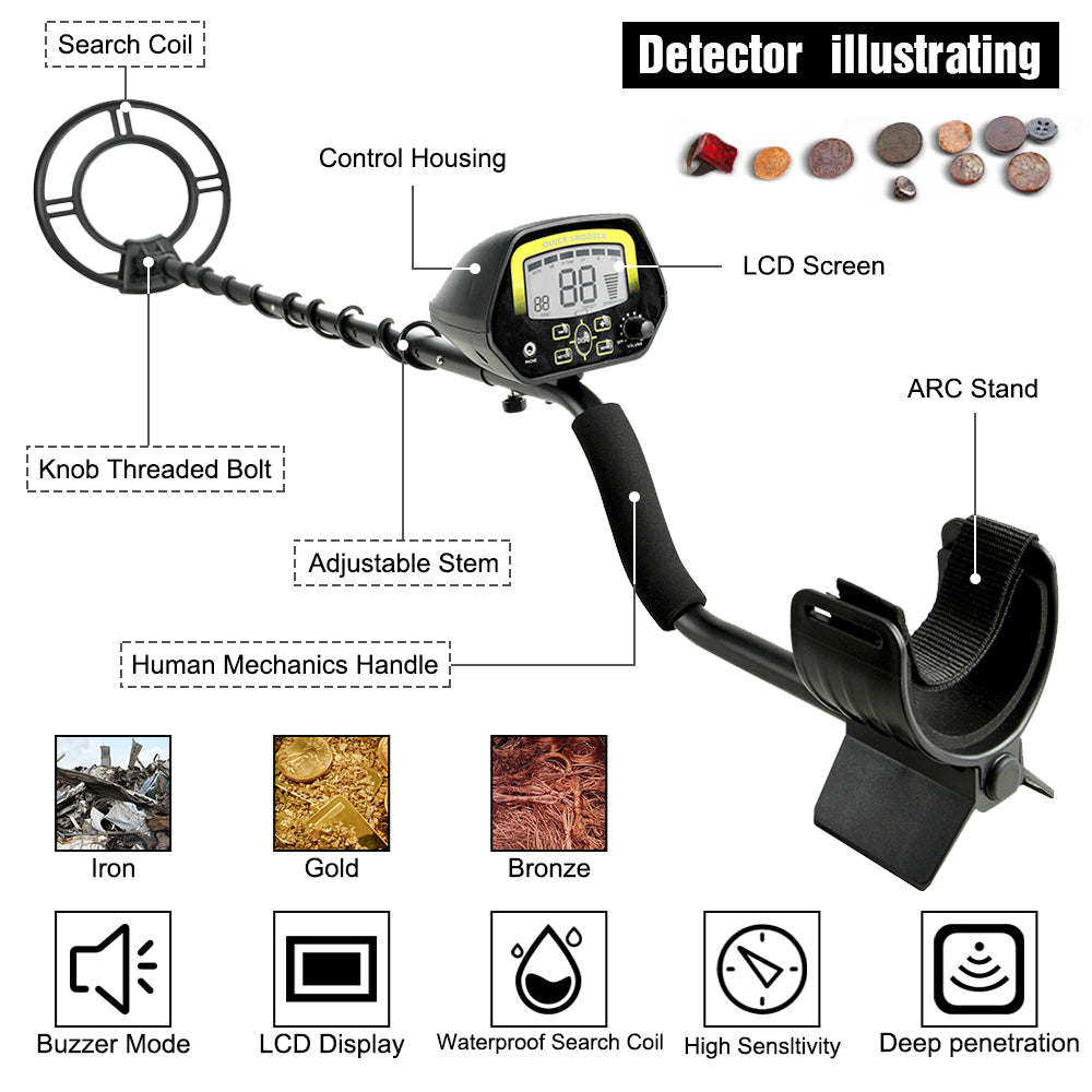 Portable Underground Metal Detector MD3030 Quick Shooter Gold Detector With Large LCD Screen Treasure Hunter