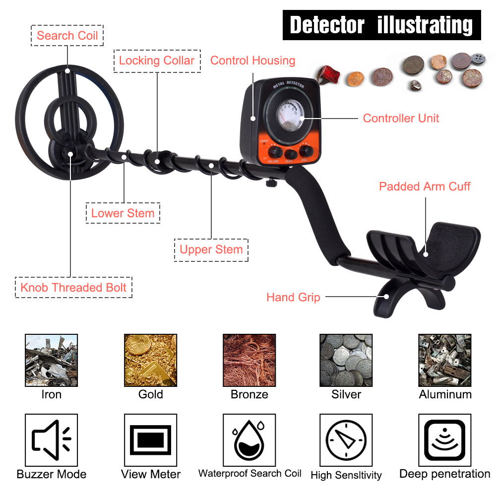 Lightweight Metal Detector MD-5021 Portable High Sensitivity Gold Finder Treasure Hunter Non-ferrous Metal Finder