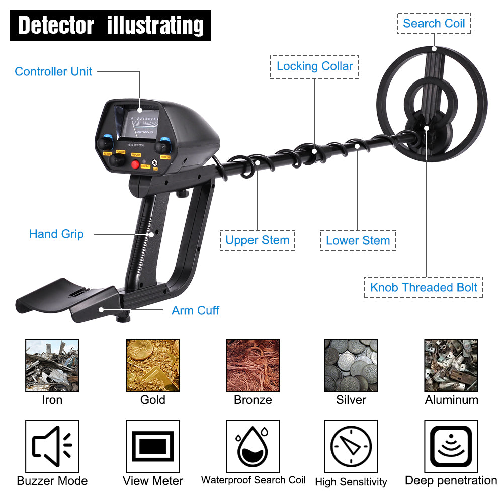 MD-4080 Professional Metal Detector Pinpointer Gold Digger Finder Waterproof Metal Detector Underground Gold Detecting Tool