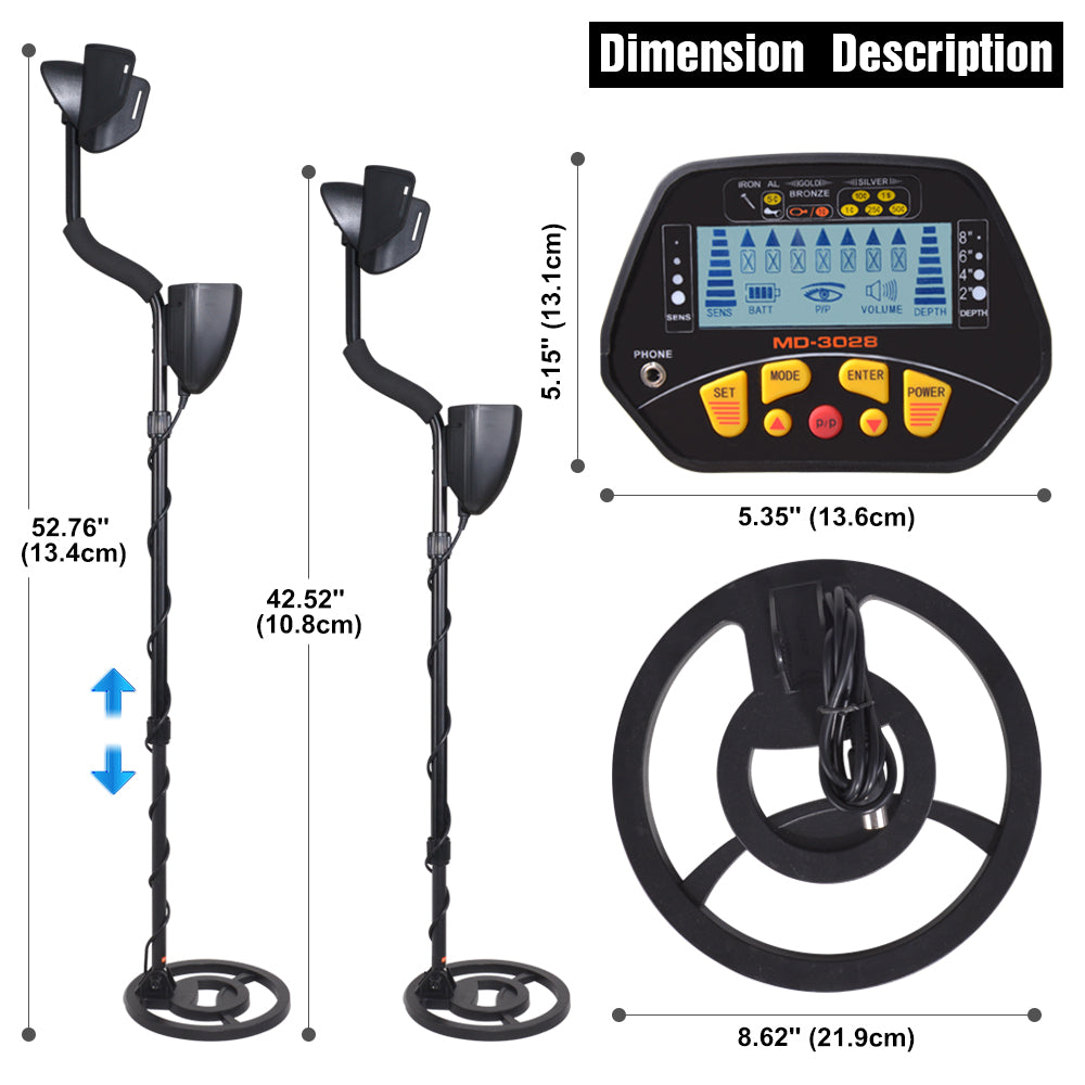 High Sensitivity Metal Detector MD-3028 Metal Detecting Pinpoint Waterproof Search Coil Ferrous and Non-Ferrous Distinguish