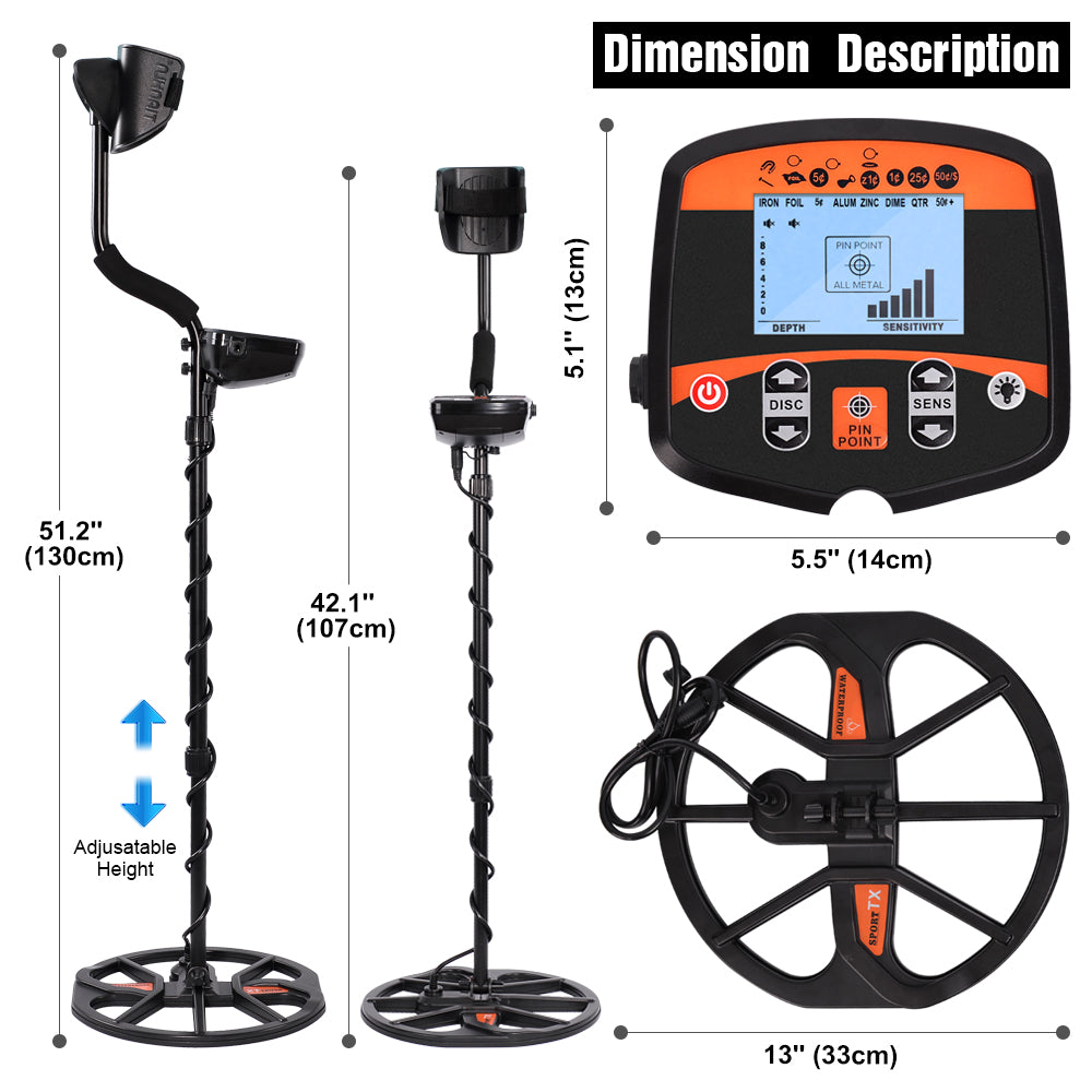 Professional Metal Detector Underground Finder Gold Detector TX-960 Treasure Hunter Detecting Pinpointer Waterproof Search Coil